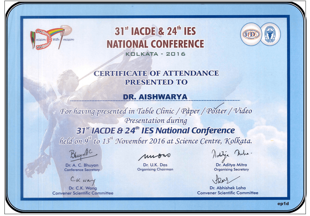 Dr. Aishwarya Certificate